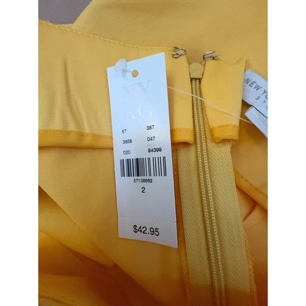 New York & Company Women's Stretch Pencil Skirt Knee Length Yellow Sz 2 - Picture 3 of 6